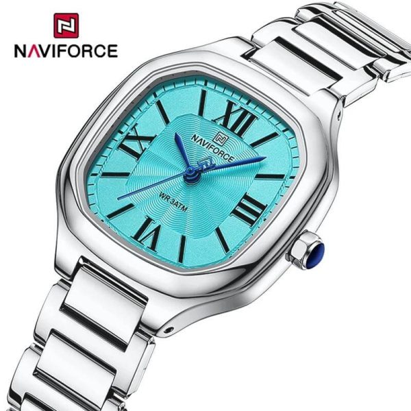 NaviForce NF5042 Elegant Simple Square Dial Roman Numeral Stainless Steel Watch For Women - Blue/Silver