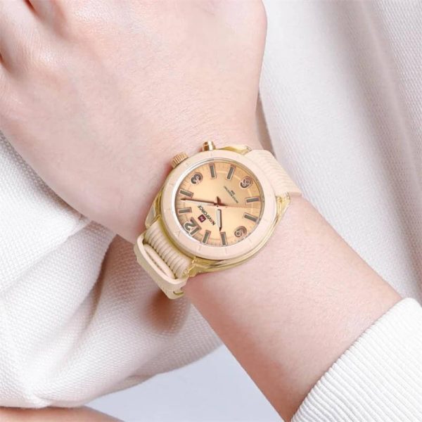 NaviForce NF7103 Fashion Casual Silicon Strap Luminious Watch For Women - Beige - Image 2