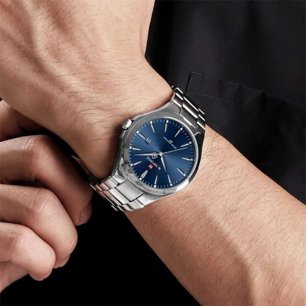 NaviForce NF9214 Men's Elegant Simple Stainless Steel Analog Date Dispaly Watch - Blue/Silver - Image 2