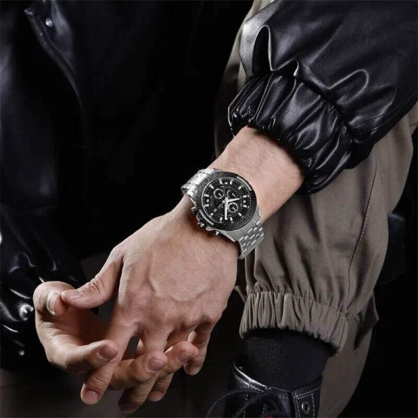 NaviForce NF9227 Men's Fashion Luxury Date Display Stainless Steel Chronograph Watch - Black/Silver - Image 2