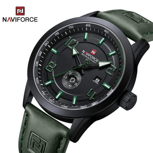 NaviForce NF9229 Classic Business Lumnious Date Day Function Analogue Quartz Wristwatch For Men - Green