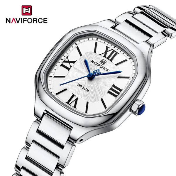 NaviForce NF5042 Elegant Simple Square Dial Roman Numeral Stainless Steel Watch For Women - Silver