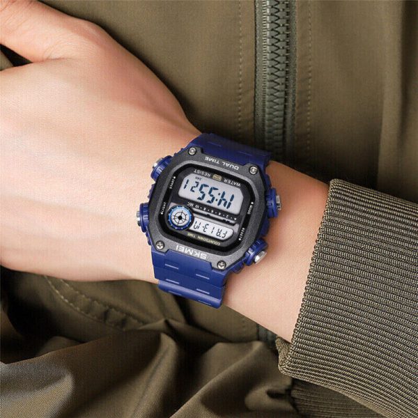 SKMEI 2126 Men's Sports Silicone Strap Alarm Hourly Chime Chronograph Countdown Watch - Blue - Image 2