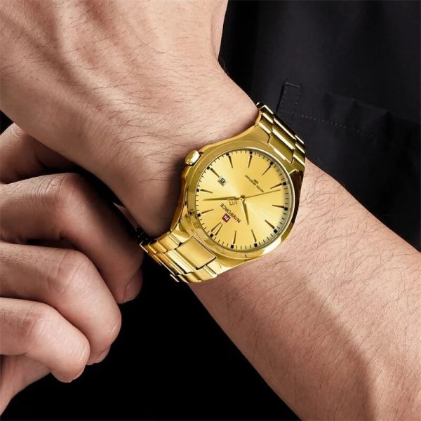 NaviForce NF9214 Men's Elegant Simple Stainless Steel Analog Date Dispaly Watch - Golden - Image 2