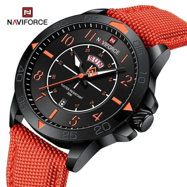 NaviForce NF9204 Stylish Day Date Display Nylon Strap Military Watch For Men - Red