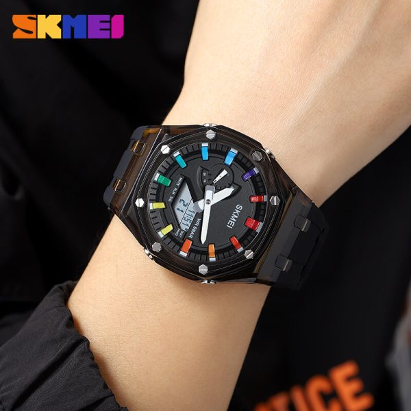 SKMEI 2100 Digital Watch Colorful LED Display Shock Resistant Outdoor Watch For Men - Black - Image 2