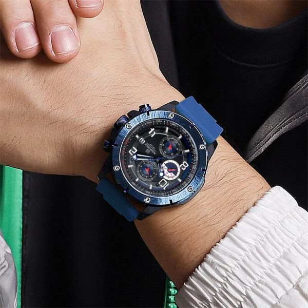 NaviForce NF8034 Business Fashion Chronograph Date Display Silicon Strap Watch For Men - Blue - Image 3