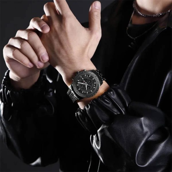 NaviForce NF9227 Men's Fashion Luxury Date Display Stainless Steel Chronograph Watch - Black - Image 2