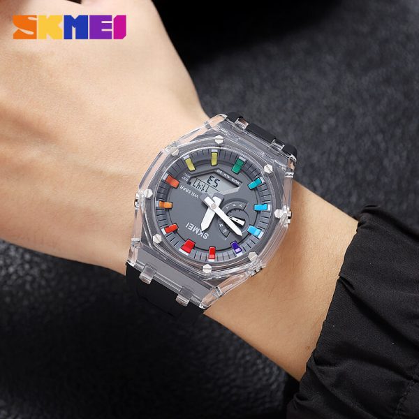 SKMEI 2100 Digital Watch Colorful LED Display Shock Resistant Outdoor Watch For Men - Grey/Black - Image 2