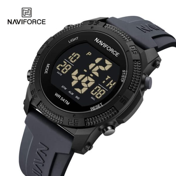 NaviForce NF7104 Sports Casual Digital Display Silicon Strap Watch For Men - Grey