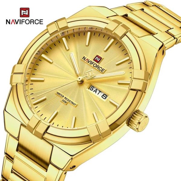 NaviForce NF9218 Fashion Simple Elegant Stainless Steel Day Date Display Watch For Men - Golden