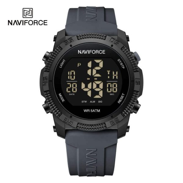 NaviForce NF7104 Sports Casual Digital Display Silicon Strap Watch For Men - Grey - Image 2