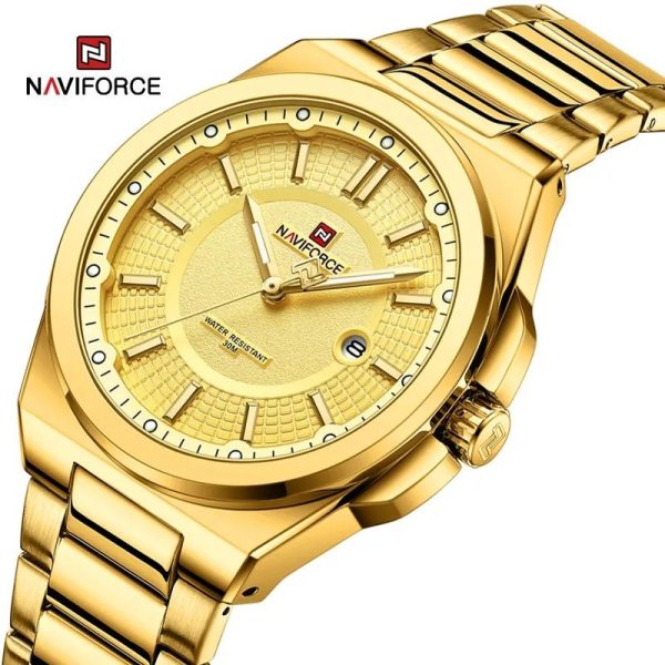 NaviForce NF9212 Men's Business Minimalist Style Stainless Steel Analog Date Display Watch - Golden