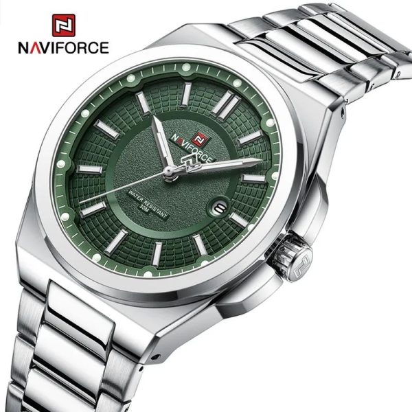 NaviForce NF9212 Men's Business Minimalist Style Stainless Steel Analog Date Display Watch - Green/Silver