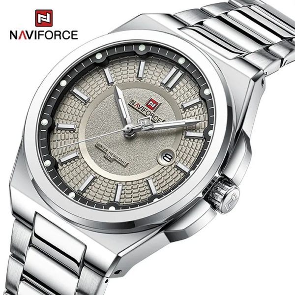 NaviForce NF9212 Men's Business Minimalist Style Stainless Steel Analog Date Display Watch - Grey/Silver