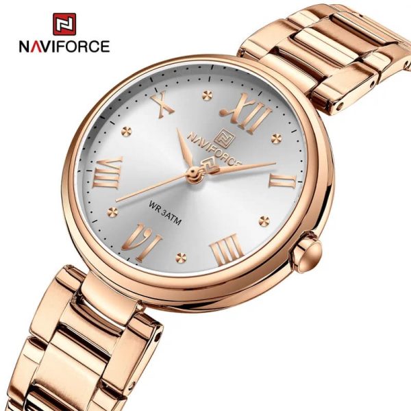 NaviForce NF5030 Women Casual Rose Gold Elegant Stainless Steel Wrist watch - RoseGold/White