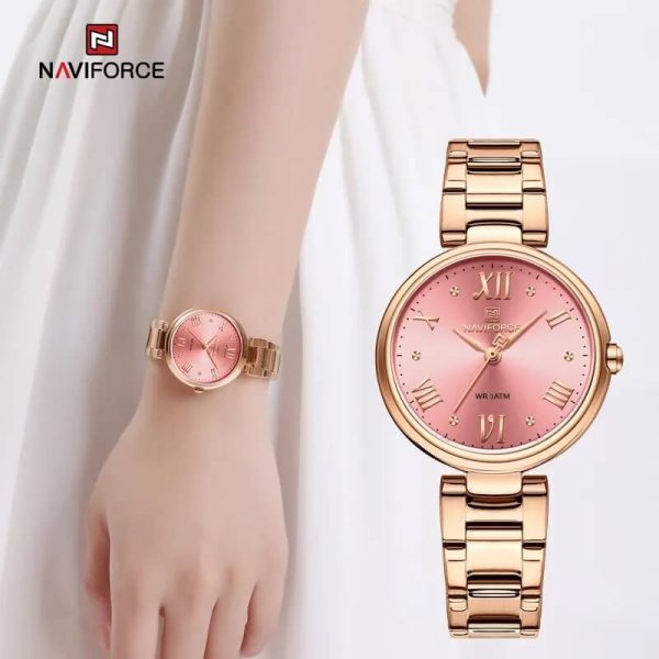 NaviForce NF5030 Women Casual Rose Gold Elegant Stainless Steel Wrist watch - RoseGold/Pink - Image 2