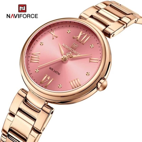 NaviForce NF5030 Women Casual Rose Gold Elegant Stainless Steel Wrist watch - RoseGold/Pink