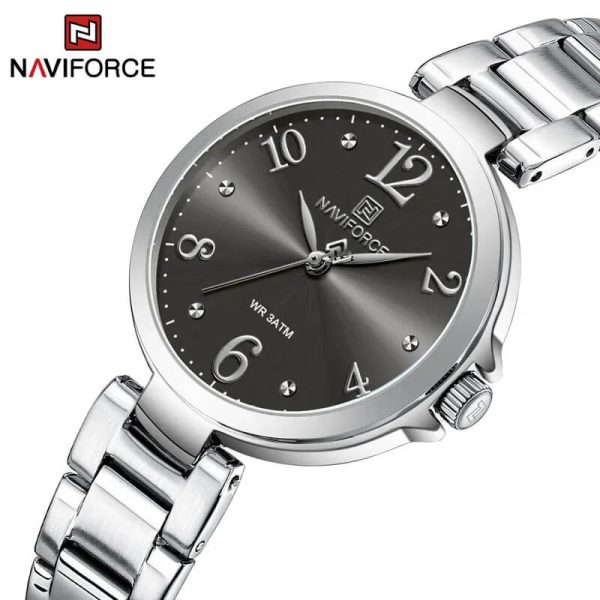 NaviForce NF5031 Fashion Women Luxury Bracelet Simple Quartz Wrist watch - Silver/Black