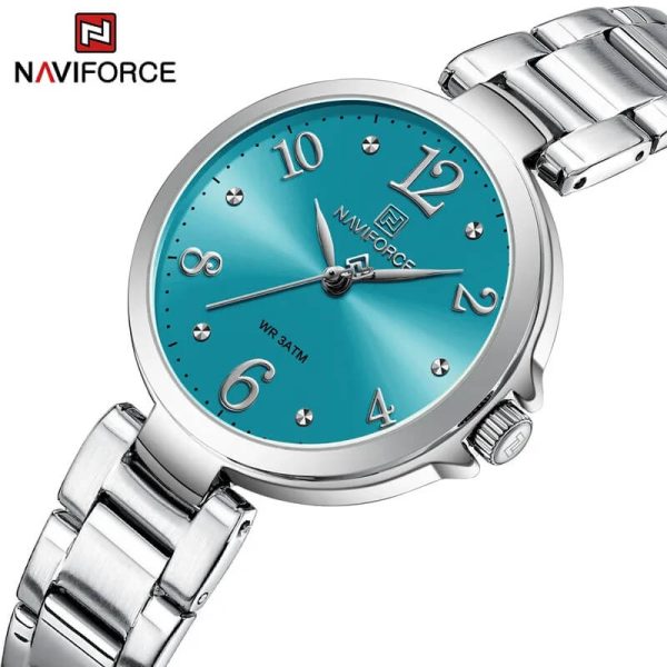 NaviForce NF5031 Fashion Women Luxury Bracelet Simple Quartz Wrist watch - Silver/Light Blue