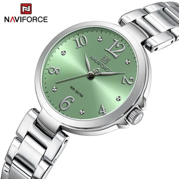 NaviForce NF5031 Fashion Women Luxury Bracelet Simple Quartz Wrist watch - Silver/Green