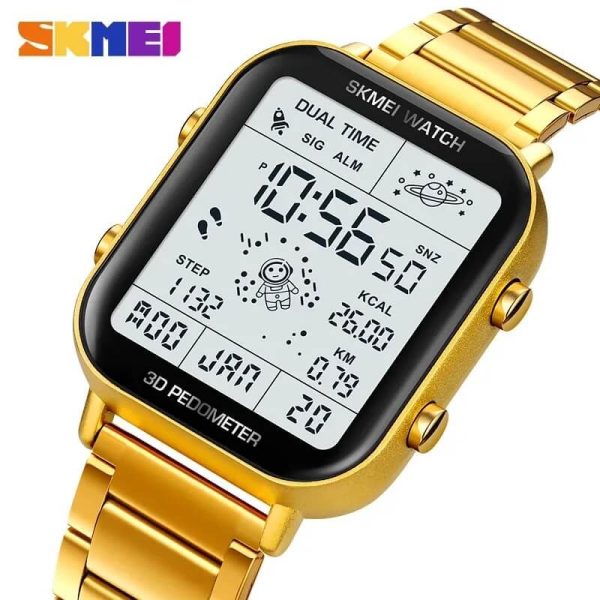 SKMEI 1888 Men's Digital Astronaut Creative Electronic Dial Pedometer Multifunction Sports Watch -  Golden