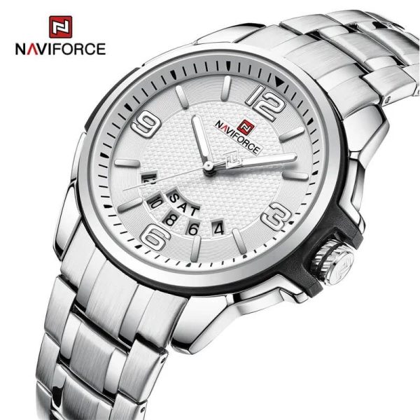 NaviForce NF9215 Men's Business Novel Dial Day Date Display Stainless Steel Watch - Silver