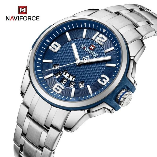 NaviForce NF9215 Men's Business Novel Dial Day Date Display Stainless Steel Watch - Blue/Silver