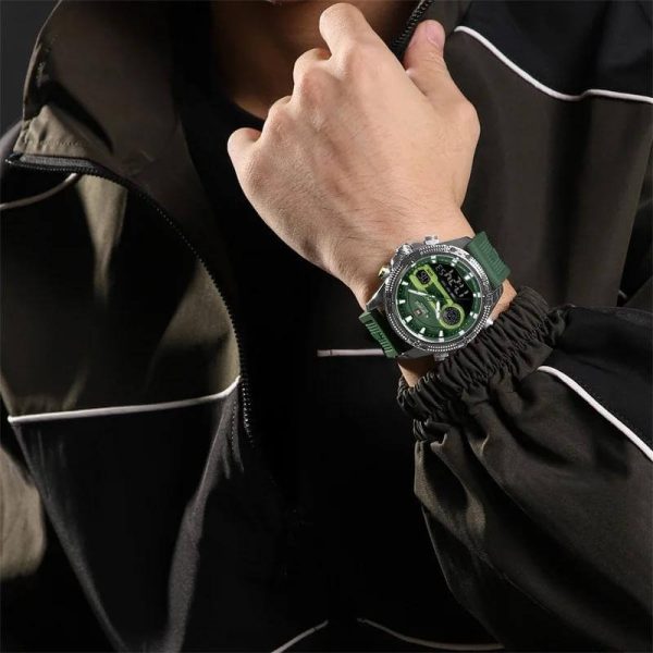 NaviForce NF9223 Men's Fashion Chronograph Digital Analog Luminous Silicon Strap Watch - Green - Image 2