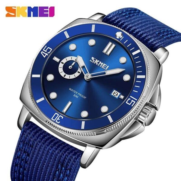 SKMEI 9328 Men's Sports Casual Quartz Movement Luminous Pointer Watch - Blue/Silver