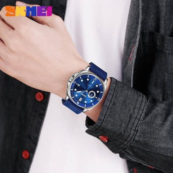 SKMEI 9328 Men's Sports Casual Quartz Movement Luminous Pointer Watch - Blue/Silver - Image 2