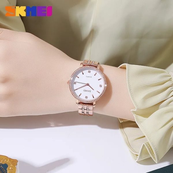 SKMEI 2006 Women's Fashion Rhinestone Surrounded Stainless Steel Watch - RoseGold - Image 2