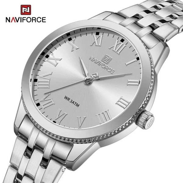 NaviForce NF5032 Elegant Casual Roman Numeral Stainless Steel Watch For Women - Silver