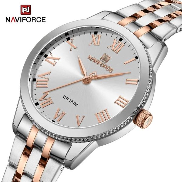 NaviForce NF5032 Elegant Casual Roman Numeral Stainless Steel Watch For Women - Silver/Rosegold