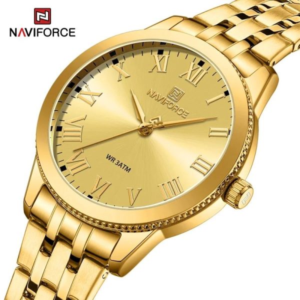 NaviForce NF5032 Elegant Casual Roman Numeral Stainless Steel Watch For Women - Golden