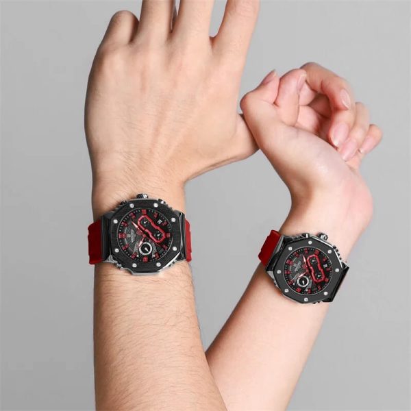 NaviForce NF8035 Fashion Chronograph Date Display Silicone Strap Couple Watch - Red - Image 2