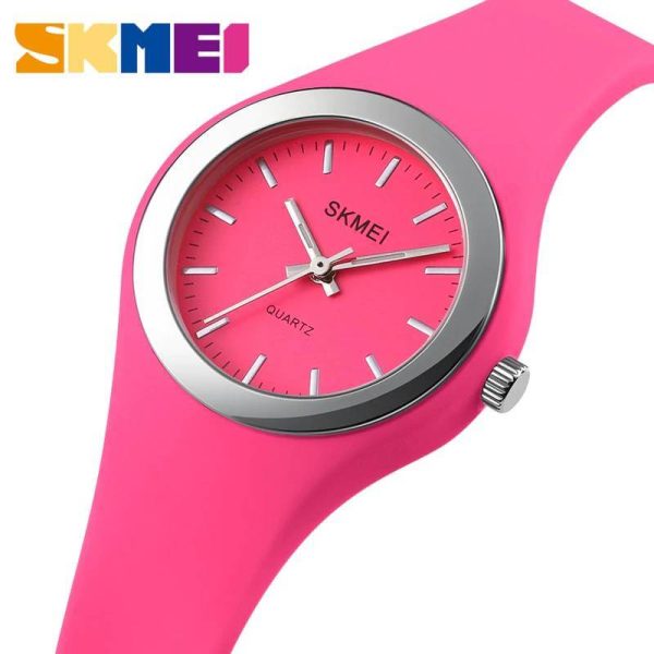 SKMEI 1722 Simple Design  Luxury Analog Silicone Strap Wrist Watch For Women - Pink