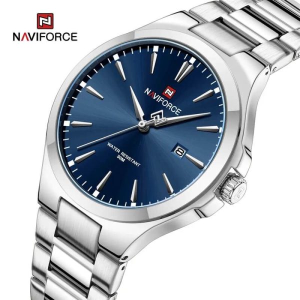 NaviForce NF9214 Men's Elegant Simple Stainless Steel Analog Date Dispaly Watch - Blue/Silver