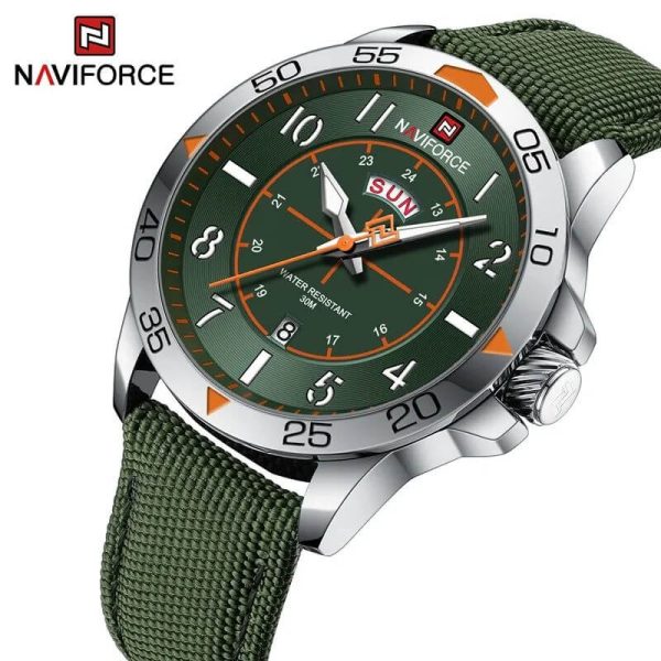 NaviForce NF9204 Stylish Day Date Display Nylon Strap Military Watch For Men - Green