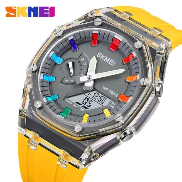 SKMEI 2100 Digital Watch Colorful LED Display Shock Resistant Outdoor Watch For Men - Yellow