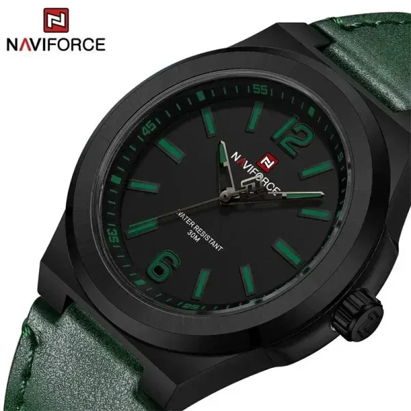 NaviForce NF9233 Men's Casually Classic Leather Strap Watch - Green