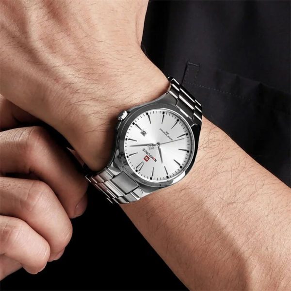 NaviForce NF9214 Men's Elegant Simple Stainless Steel Analog Date Dispaly Watch - Silver - Image 2