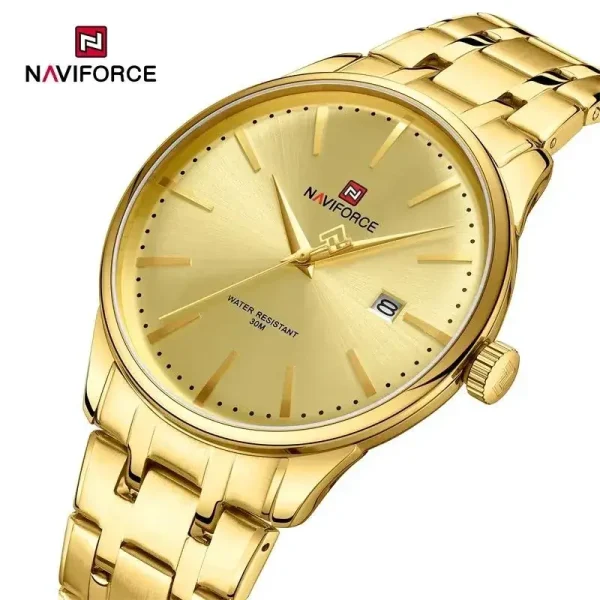 NaviForce NF9230 Men's Business Classic Stainless Steel Date Display Watch - Golden