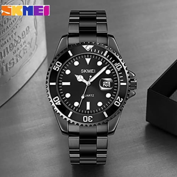 SKMEI 1779 Rolex Design Luminous Display Luxury Stainless Steel Watch For Men - Black