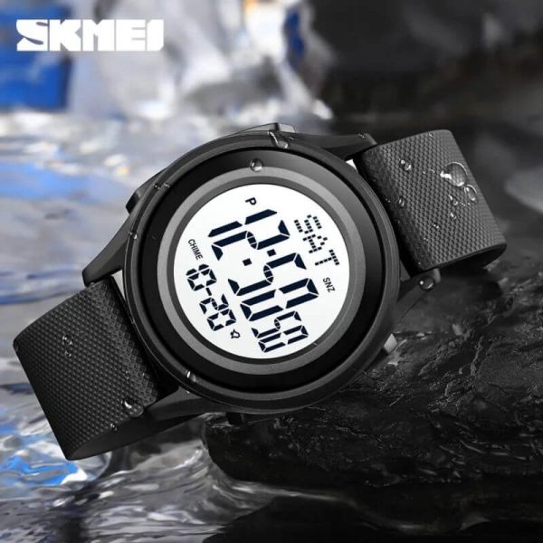 SKMEI 1893 Men's Fashion Outdoor Sport Multifunctional 5ATM Waterproof Watch - White/Black - Image 2