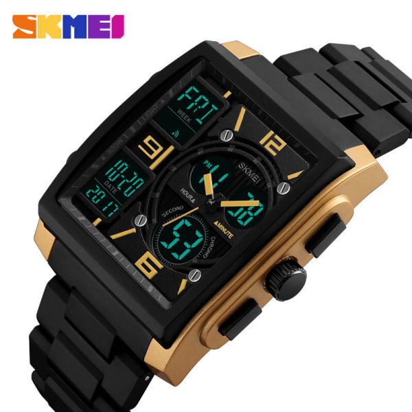 SKMEI 1274 Fashion Sport Digital Analog Complete Calendar Multifunction Watch For Men - Black/Yellow