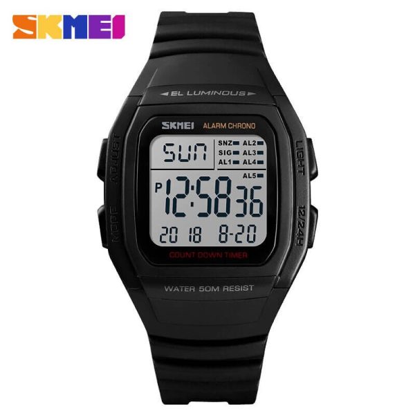 SKMEI 1278 Men's Retro Fashion Youth Series Multifunction LED Digital Waterproof Watch - Black