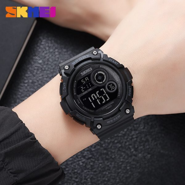 SKMEI 2017 Men's Multifunction Digital Display EL Light Fashion Sport Watch - Black - Image 2