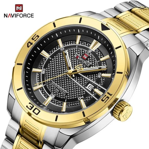 NaviForce NF9210 Fashion Business Edition Date Display Stainless Steel Watch For Men - Black/Golden