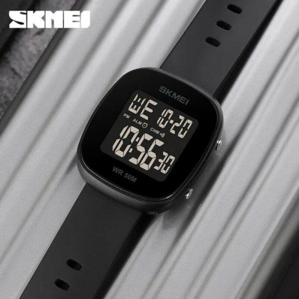 SKMEI 1843 Men's Fashion Multifunction Sport LED Digital Square Face Wristatch - Black - Image 3